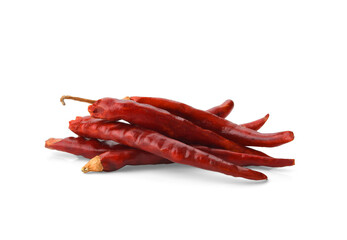 Dried red chili peppers isolated on white background