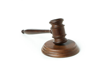 Wooden judge gavel isolated on white background