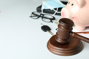 American law concept with judge gavel on white background