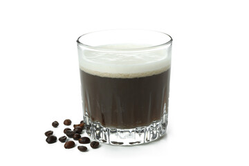 Glass of irish coffee isolated on white background