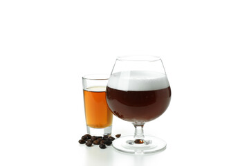 Concept of making Irish coffee isolated on white background
