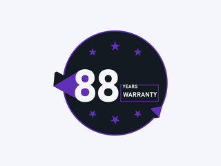 88 years warranty icon isolated on white background