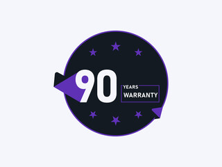 90 years warranty icon isolated on white background