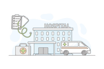 Fototapeta premium Municipal or City Services for Citizen with Hospital Department Vector Illustration