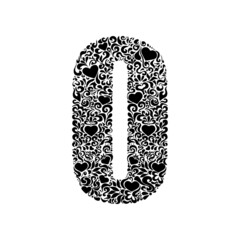 Stencil drawing ornament black cut out number zero