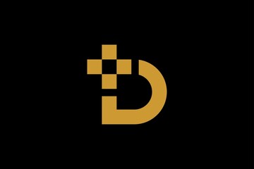 Letter D and cross logo design vector. Monogram D logo symbol.