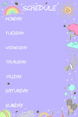Daily and weekly planner for children. 