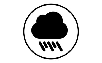 Weather icon of cloud with raindrops, vector illustration. Sticky symbol of forecast. Meteorological infographics sign. Web icon vector design. EPS10.