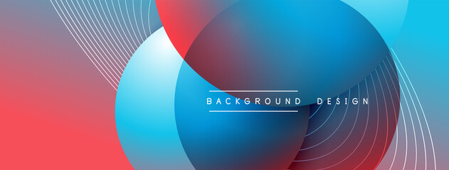 Gradient circles with shadows. Vector techno abstract background. Modern overlapping forms wallpaper background, design template