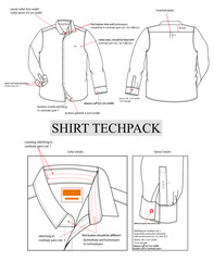 shirt tech pack, spec sheet, shirt technical details, shirt spec sheet, tech packs, men's shirt tech pack, women's shirt tech pack