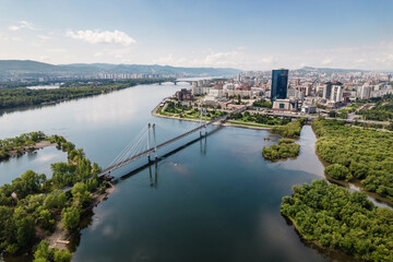 Fototapeta premium , suspension bridge over the river