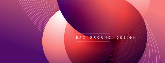 Gradient circles with shadows. Vector techno abstract background. Modern overlapping forms wallpaper background, design template