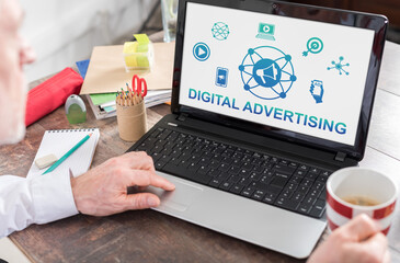 Digital advertising concept on a laptop screen