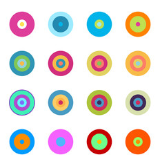 Colorful geometric circles vector icon set on white background