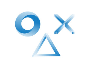 Modern designs of blue circle, blue cross, and blue triangle