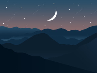 Obraz premium night sky with stars and moon.