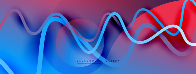 Abstract gradient background with wave line with shadow effect. Geometric composition. 3D shadow effects and fluid gradients