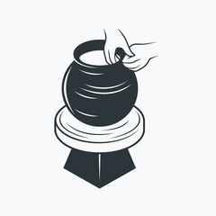 illustration of making pottery with rotary technique