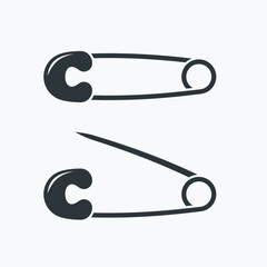 a collections of safety pins icons, vector art.