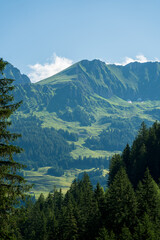 beautiful panoramic view in the mountains the hohe tauern national park in austria at a sunny summer day