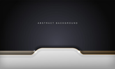 Black and white abstract luxury background with golden lines.