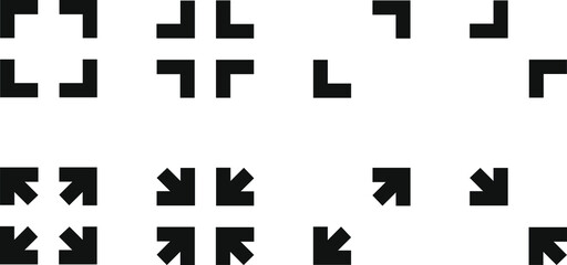 Obraz premium Full screen and exit full screen icon set.