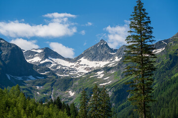 beautiful alpine landscape in the hohe tauern national park in austria, salzburg at a sunny summer day