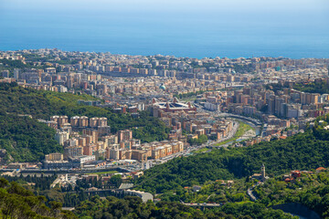 Fototapeta na wymiar Aerial view of Genoa, east area, Italy.