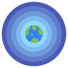 earth sky layer in the middle is earth which is colored blue and yellow is layered next layer colored blue which have color gradation