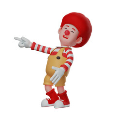 Fototapeta na wymiar Clown Boy 3D Cartoon showing a happy expression
