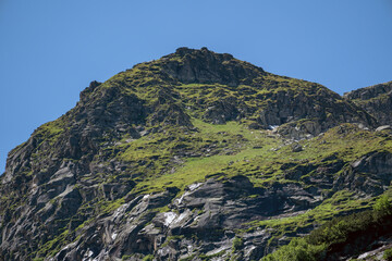 beautiful alpine landscape in the hohe tauern national park in austria, salzburg at a sunny summer day