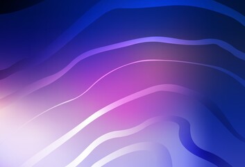 Dark Pink, Blue vector background with curved lines.