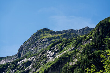 Fototapeta na wymiar beautiful alpine landscape in the hohe tauern national park in austria, salzburg at a sunny summer day