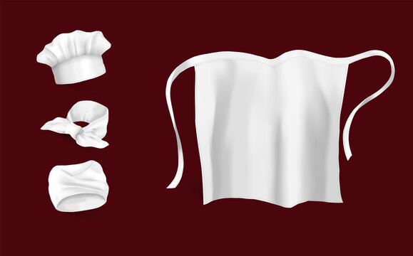 Apron white short set. Mockup. Vector illustration.