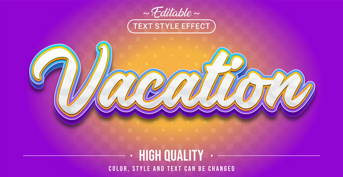 Editable text style effect - Vacation text style theme.