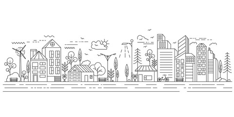 City Building Line art Vector Illustration template