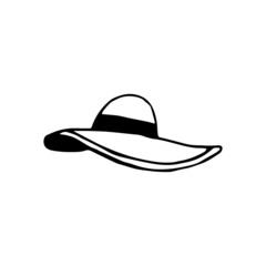 A female hat - Hand drawn doodle vector icon, isolated on white background