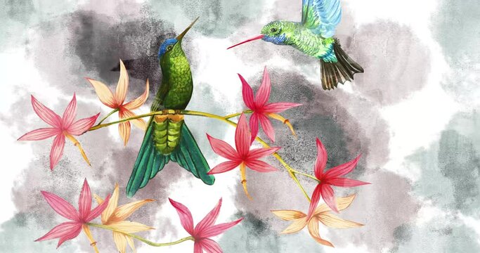 Hand painted watercolor parrot bird flower