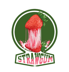 vector illustration of strawberry flavored gum on a green background