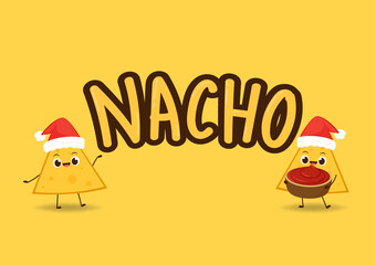 Nacho character design. Nachos on white background. sauce cup vector.