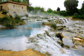 Heiße Schwefelquellen in der Toskana, Saturnia, südliche Toskana, Italien, Europa