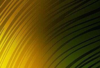Dark Green, Yellow vector texture with curved lines.