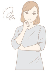 悩んでいる女性（パステルカラー）