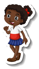 Cute African girl cartoon character sticker