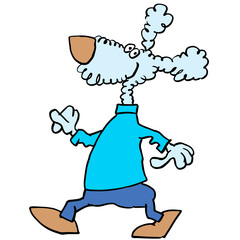 Funny cartoon dog walking