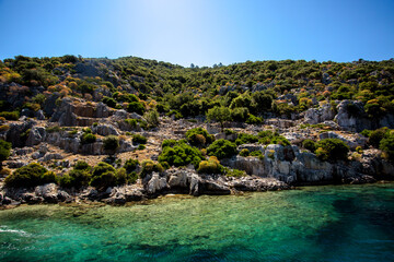 Obraz premium A wonderful yacht trip to the sunken city of Kekova
