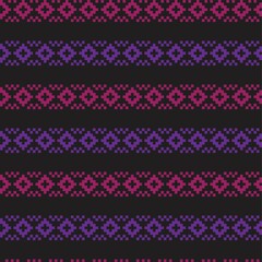 Purple Christmas Fair Isle Seamless Pattern Background