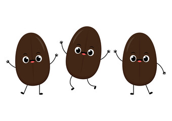 Coffee bean character design. Coffee seed vector. wallpaper.