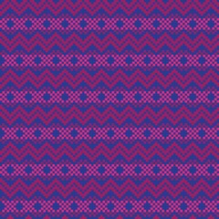 Purple Christmas Fair Isle Seamless Pattern Background