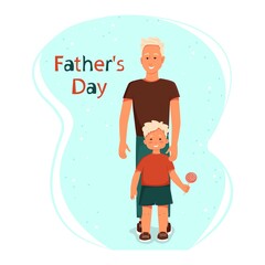 Fathers Day, Dad and little son. Vector cartoon characters. Flat illustration.